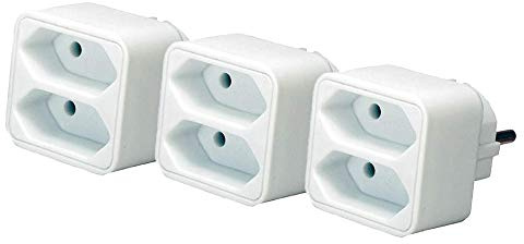 Brennenstuhl Mehrfachsteckdose, Steckdosenadapter 2-fach Eurosteckdose mit Kindersicherung (3 Stück, 2-Fach)
