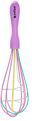 Cofan Batidor Varilla manual de polipropileno | Modelo Vergini | Color del Mango Morado y Varilla: Multicolor | Longitud 25 cm