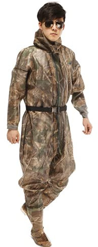 QTDZ wasserdichte Ganze Körper Anglerhose, VerDickeen PVC Wathose mit rutschfest und Verschleißfest Gummi Stiefel, Größe 37-47 Camouflage Teichhose Watstiefel,Braun,45 EU