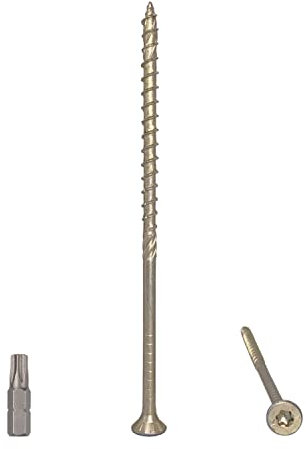 Lote de 40 tornillos universales de acero chapado en zinc amarillo 6,0 x 140 mm, cabeza torx, cabeza avellanada, tornillos aglomerados (40, 6,0 x 140 mm)