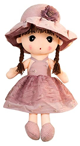 Bambola di pezza morbida per ragazze, principessa bambola graziosa con vestito e cappello, decorazione per la stanza, regalo di Natale e compleanno, 45 cm