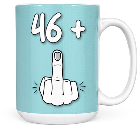 Mug Monster - Taza de 47 cumpleaños, I Am 46 + 1, regalo para niños de 47 años, taza novedosa - Taza de café de cerámica, regalo para hombres o mujeres, taza extragrande y gigante disponible, taza