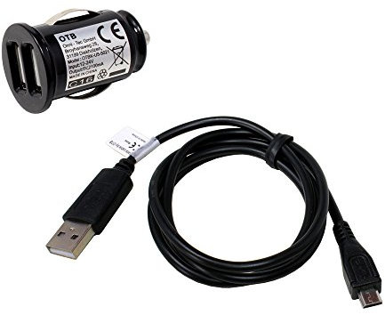 Charging set compatible with Energy Sistem Phone Pro Qi, Dual USB Car Adapter, Micro USB Cable, 2100mA 2.1A