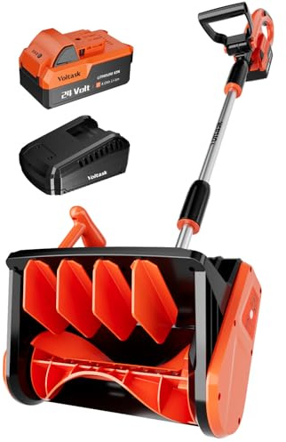 VOLTASK Cordless Snow Shovel, 24V | 13-Inch | 4-Ah Cordless Snow Blower, Battery Snow Blower with Directional Plate & Adjustable Front Handle (4-Ah Battery & Quick Charger Included)