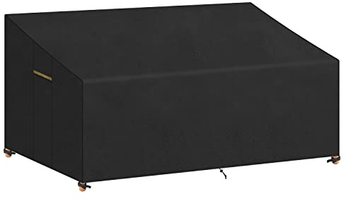 VANSHEIM Garden Sofa Covers Waterproof Deep Seat Couch Covers Outdoor Sofa Set Covers Waterproof Garden Corner Sofa Set Cover with Air Vents Anti-UV Oxford Fabric 220x100x61/89cm