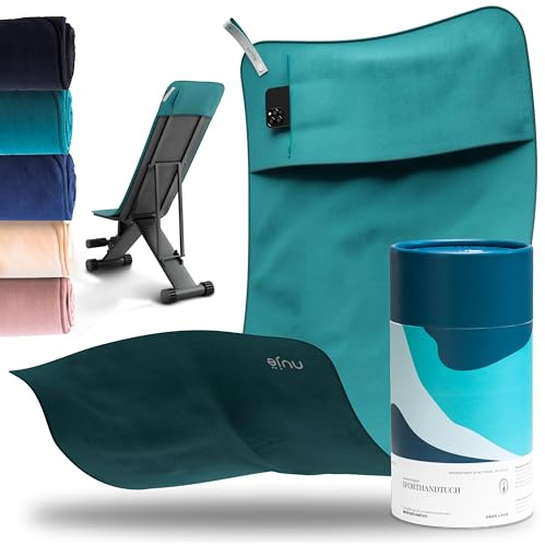 nujë Fitness Asciugamano CON CONFEZIONE REGALO I con Tasca in Microfibra I Asciugamano Sportivo per Palestra I Extra grande con Risvolto per tutti gli Attrezzi I Asciugamano da Palestra I Gym Towel