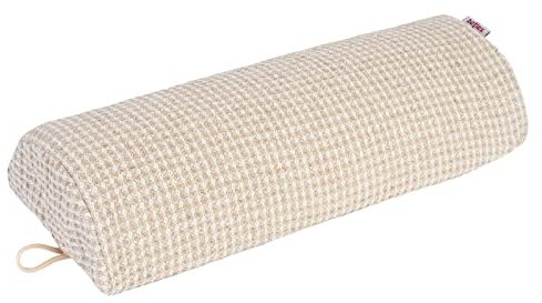 beties - Gomitolo di lino a nido d'ape – Cuscino cervicale semicircolare circa 15 x 33 cm con rivestimento; in 100% lino, per bagno, sauna, piscina