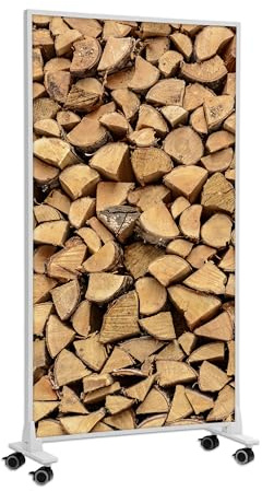 Pannello riscaldante decorativo Könighaus apparecchio da pavimento 1200 | 18–29 m², motivo: Catasta di legna, pannello riscaldante mobile, piedini, caldo in 2 minuti