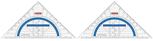 Brunnen 104975933 Geometrie-Dreieck Colour Code (für Schule und Büro, 16 cm, bruchsicher, ergonomischer Griff) blau/azur (Packung mit 2)