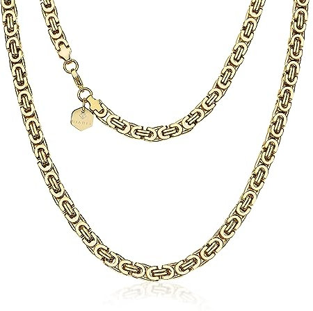 DJADEE Emprise Herren Kette Königskette Gold vergoldet 24 Karat Byzantine Kette Edelstahl Wasserfest 24 KGP gestempelt (60)