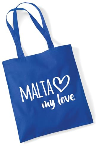 Huuraa borse della spesa Malta my love Borsa regalo Bright Royal in cotone da 10 litri Malta my love souvenir