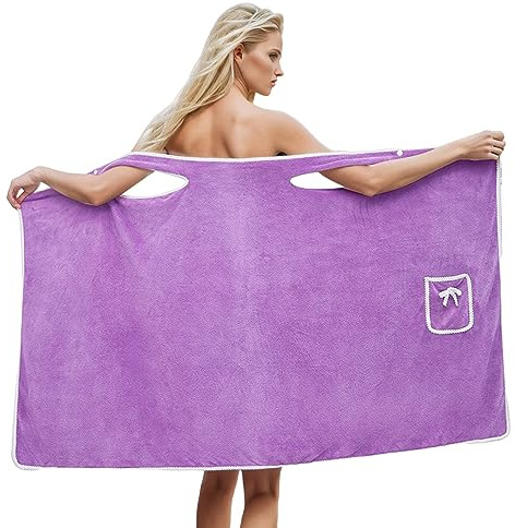Briskorry Damenbadetuch, schnelles, trockenes tragbares Spa -Handtuch, weiche Mikrofaserpackung, Strandhandtuchkleid, um Frottee Bademantel für Frauen Saunakilt