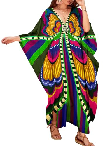 Bsubseach Plus Größe Kaftan Kleider Lange Badeanzug Coverup für Frauen Kaftane Loungewear Casual Herbst Kleid Grün