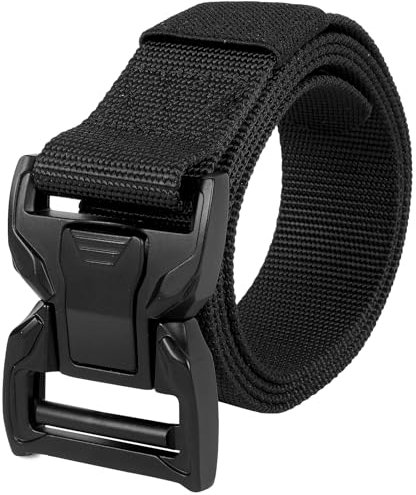 Aomig Cintura Tattica Militare Uomo Con Fibbia in Metallo a Sgancio Rapido, Nylon Regolabile per Caccia Trekking Esercizi Sportive Lavoro (Nero)