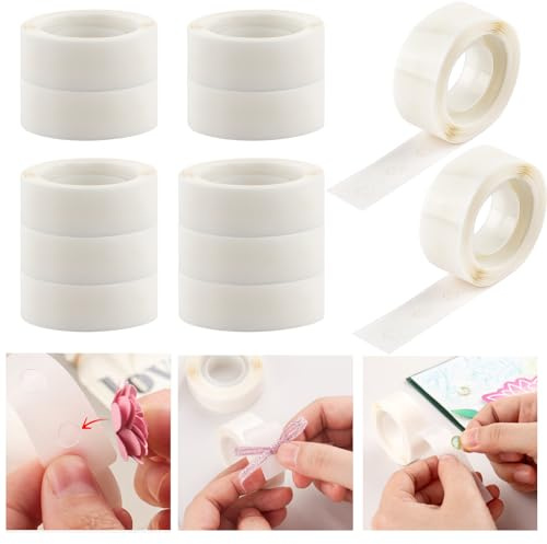OTCRAFT 3 600 st 3 mm (1/8 tum), 12 rullar ultratunna självhäftande prickar, genomskinliga avtagbara minilimpprickar, dubbelsidiga klistermärken, permanenta klibbiga för ballonger bröllopsdekoration