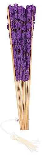 Zerodeko 2St Spitzenfächer Europäischer Faltfächer Vintage-Fan japanische Wohnkultur Dekor Lüfter Hof-Fan Heimtextilien-Fan Falten Bambus-Fan Blumen-Fan Damen schmücken Violett