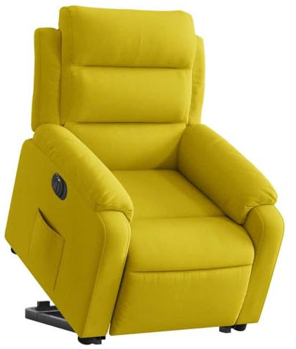 vidaXL Relaxsessel, Sessel mit Aufstehhilfe Elektrisch, Fernsehsessel mit Liegefunktion, Liegesessel Aufstehsessel für Wohnzimmer, Gelb Samt
