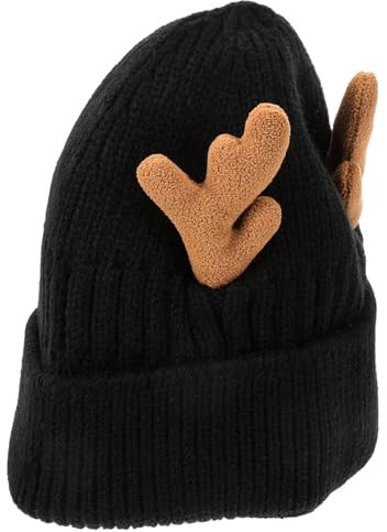SAFIGLE 2stücke Weihnachtsmütze Mit Geweih-design Strickmütze Aus Weichem Material Warm Und Bequem Für Erwachsene Passend Für Kopfgröße Für Kaltes Wetter Und Festliche Anlässe