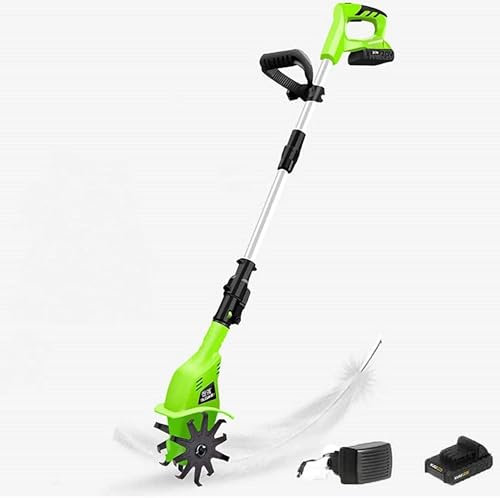 LNNW Tiller Rotavator Motozappa senza fili, motozappa elettrica portatile da giardino con batteria da 20 V 4000 mAh, impugnatura regolabile da 97-127 cm coltivatore di terreno Attrezzo da giardinaggio
