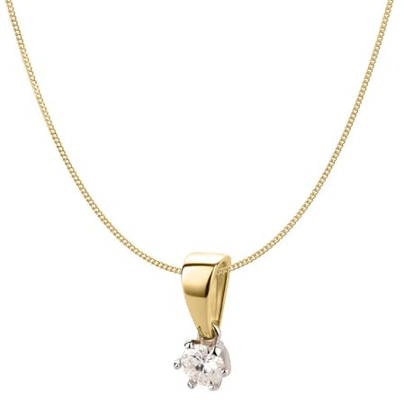 Ardeo Aurum Damen Schmuck-Set aus 585 Gold mit 0,15 ct Diamant Brillant Anhänger Solitär mit Panzerkette 375 Gold in Länge 60 cm
