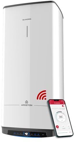 Ariston Quadris WiFi 150L, Chauffe Eau Électrique Compact, Intelligent, Connecté, Stéatite, 25% d'Économie d'Énergie, Eco Evo, Fabriqué en France, Gain de place jusqu'à 1m2 au sol.