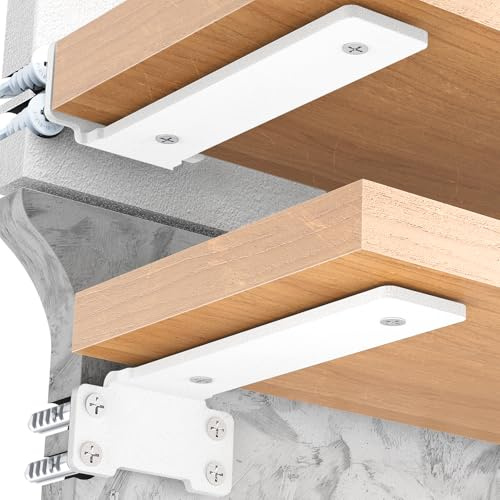 Yeabett 2 stück Regalhalterung Regalträger 10 cm | Regalwinkel Schwerlast | Metall Regalträger mit Schrauben | 75 kg Tragkraft | für die Wandmontage | einfache Montage | Weiß