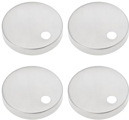 SG Store 4Pcs Toilet Seat Hinge Cover 55mm Diameter Toilet Seat Hinge Fixings Covers Stainless Steel Toilet Pan Top Fixing Decorative Covers Set, Silver