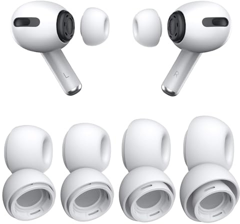 4 Paar Ersatz-Ohrstöpsel für Airpods Pro/Airpods Pro 2 Generation mit Rauschunterdrückungsloch und integriertem Staubschutz-Bildschirm, Silikon-Ohrstöpsel für Airpods Pro (XS/S/M/L)