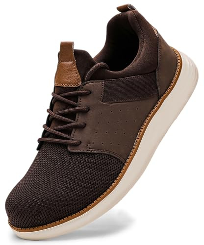 CLOAKA Men's Shoes Steel Toe Shoes for Men Mesh Slip On Work Casual Safety Walking Puncture Proof Sneakers Brown