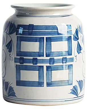 Porcelaine Ancienne Chinoise, Vase à Fleurs Vintage en Porcelaine Bleu et Blanc, Vase Chinoiserie, Pot à Gingembre en céramique for décoration intérieure, décoration de Salon, décoration de Bureau,