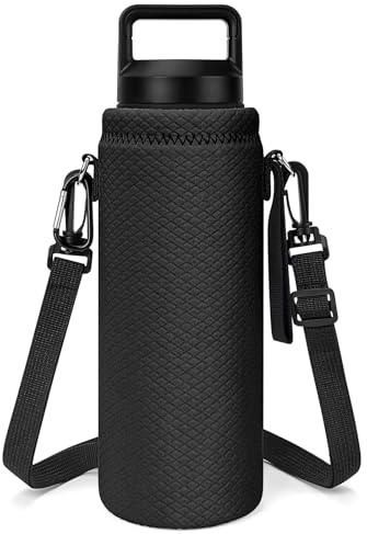 Linkidea Porte-bouteille avec sangle, compatible avec la bouteille YETI Rambler 26oz/36oz, porte-bouteille avec bandoulière, noir