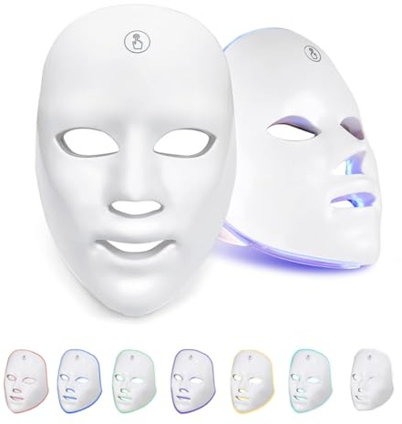 Masque Led 7 Couleurs, Masque Facial Led, Masque De PhotothéRapie, Masque De LuminothéRapie, Masque De PhotothéRapie Beauté, Masque Facial De LuminothéRapie (Blanc)
