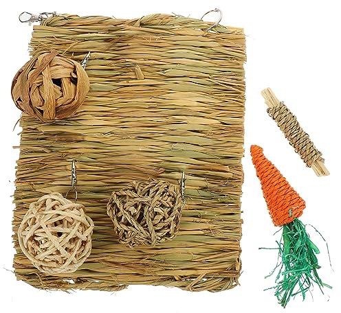 TOGEVAL Rabbit Grass Mat Grass Mat Woven Bed Natural Woven Bed Small Guinea Pig Comfortable Pet Bedding for Small Animals