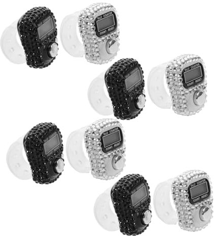 Yardwe 8stücke Zählerklicker Digitaler Mini Fingerzähler Für Sport Tragbar Elektronischer Rundenzähler Zum Zählen Stricken Basteln Zählzähler Häkelreihenzähler Handzählerklicker Fingerzäh