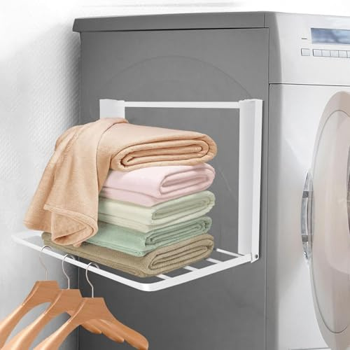 Cyiecweu Support Machine a Laver, Meuble de Rangement Machine a Laver, Pliable Support Machine aLaver, Meuble de Rangement Machine a Laver, 40.5 * 25cm, Blanc
