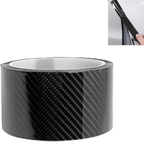 GNAUMORE Lackschutzfolie Auto,5D Autofolie Schwarz Selbstklebend Schutz,Universal Professional Auto Einstiegsleisten Kohlefaser Aufkleber Wasserdichter Schutzfolie Karbon Folie,7cmx5m
