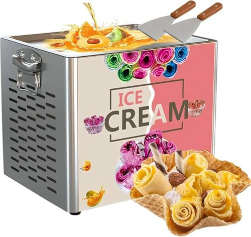 YXYLJOZ Máquina de helados enrollada comercial de 330 W, máquina de helado eléctrica, máquina de hielo giratoria 30 x 25 cm para helado de yogur