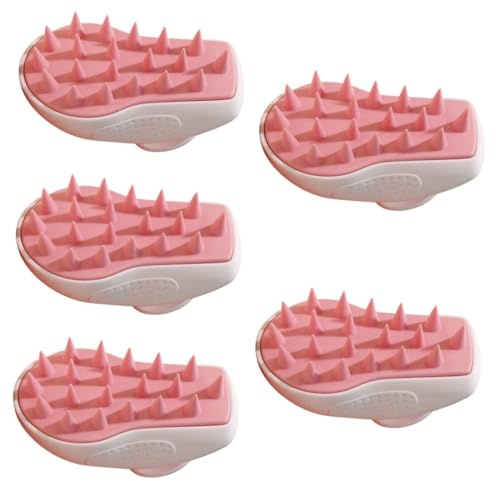 SAFIGLE 5 Stück Silikon-Shampoo-Kamm scalp massage brush massagebürste für die kopfhaut bürste für kopfmassage scalp massager Shampoobürste und Kopfhautpeeling Kopfhautpinsel ABS-Schale
