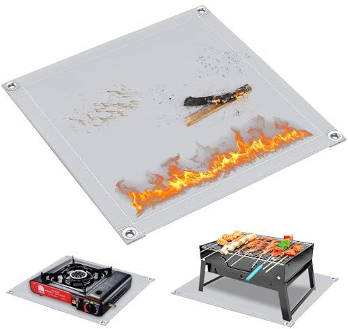 Pawfly Grill Mats for Outdoor Grill, 47cm x 47 cm Fireproof Grill Mat, Heat-Resistant Fire Pit Pad for BBQ Fireplace Stove, Waterproof Barbecue Protector for Outside Lawns Decks and Patios