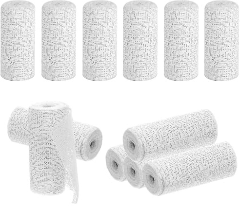 ARCPNRT Juego de 12 Rollos de Vendaje de Yeso, 10cm x 270cm, Vendas de Yeso para Manualidades, Blanco Venda de Escayola, Secado Rápido, para Pintura con Textura, Esculturas