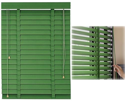 Tende su Misura Orizzontali Lamelle da 50mm, Veneziane in Vero Legno Orizzontali 30 45 70 90 120 140, Persiane Veneziana Protezione da Luce e Sole per Finestre Interne, Soggiorno(Verde)