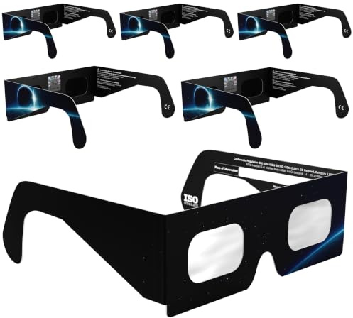 Absolute Eclipse Orbiter solförmörkelseglasögon – ISO 12312-2 testade och CE-certifierade – EU-tillverkare – 6-pack familjepack – 2026 Eclipse Europe