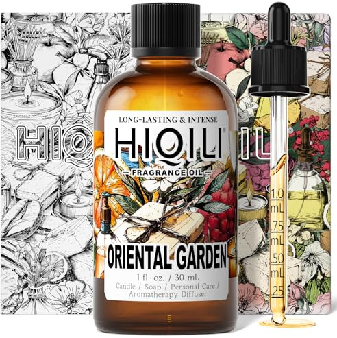 HIQILI Oriental Garden Fragrance Oil for Diffusers,Candle & Soap Making | Luxury Hotel Scents for Essential Oil Diffuser,Pet Safe Gentle Formula for Body & Laundry Care,Long Lasting - 1 Fl Oz