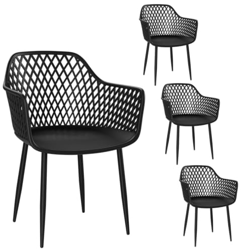 STEELSØN Quasira Gartenstühle, 4er Set, Schwarz, Gartensessel wetterfest
