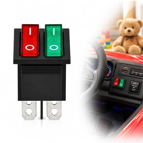 2PCS Interrupteurs à Bascule Double Pour Bateau et Véhicules,Interrupteur SPST 4 Broches 4 Positions avec Indicateur Rouge/Vert,AC 250V/16A 125V/20A,Conception Robuste Facile d’Installation,KCD2-101