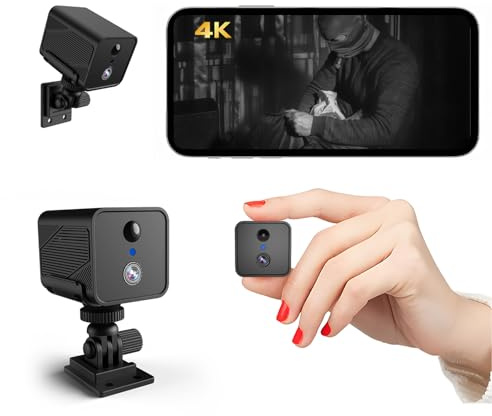 Bextgoo Mini Kamera, 4K Mini Überwachungskamera Innen WLAN, 50 Tage Betrieb | Ultra Niedriger Stromverbrauch, Überlegener Nachtsicht , 30-Tage Cloud-Test, 150°Weitwinkel, für Innen Außenbereich