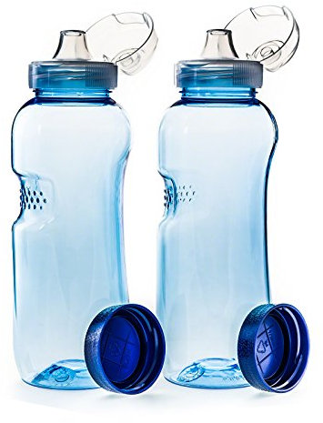 Greiner 2 x 0,5 Liter Trinkflasche aus Tritan + 2 x Sportdeckel/Wasserflasche/BPA-frei/LGL