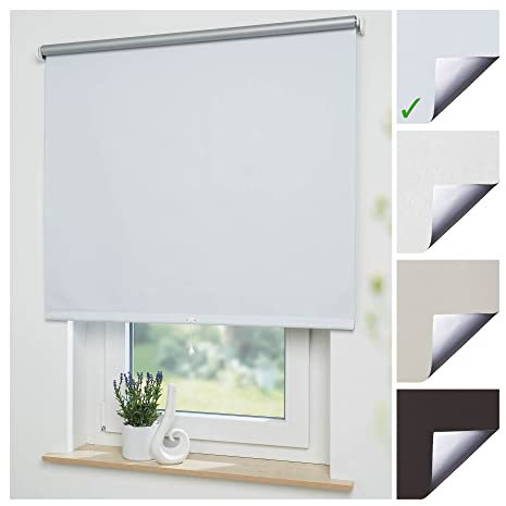 Liedeco® Rollo, Fenster Rollo, Spring-Rollo Mittelzugrollo / 142 x 180 cm (Breite x Höhe), weiß/Thermo-Beschichtung, Verdunkelnd, Blickdicht/Breiten 60-200 cm/Variable Montage möglich