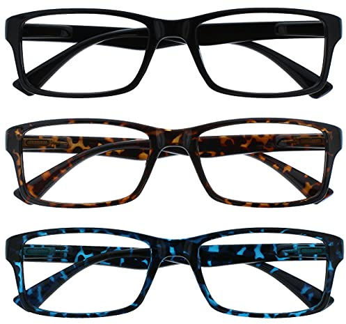 OPULIZE La Compañía Gafas De Lectura Negro Marrón Azul Lectores Valor Pack 3 Hombres Mujeres UVR3092BK_BR_BL +1,50