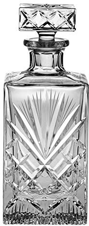 barski – cortado a mano – boca soplado – Crystal – Decantador de Whisky – cuadrado – 30 ml – Fabricado en Europa